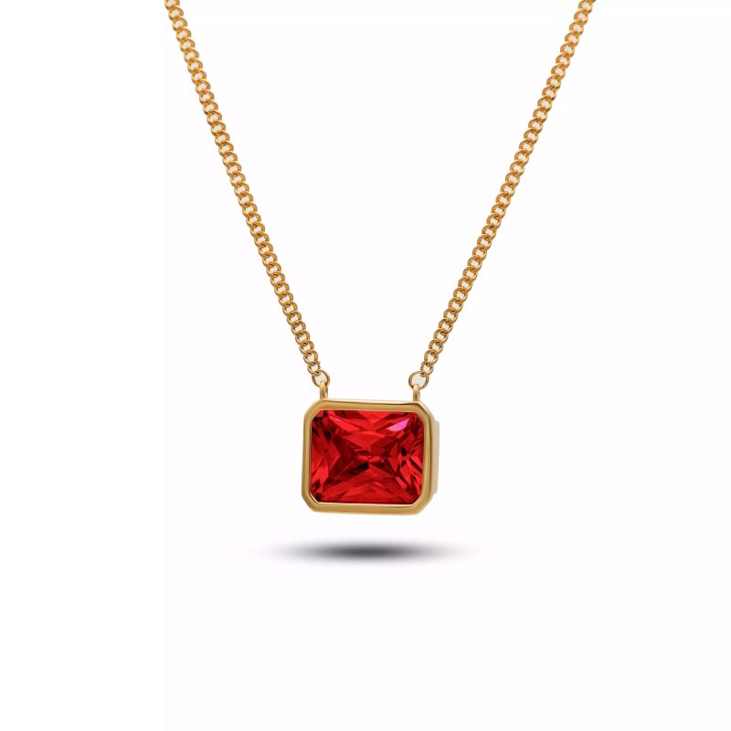 گردنبند طلا با سنگ یاقوت قرمز-کاماپرس