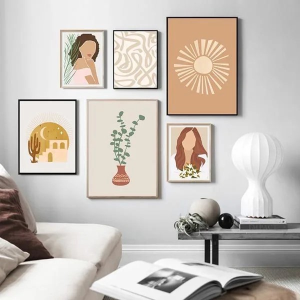 تابلومینیمال 6 تکه رنگ کرم کد 4 - کاماپرس