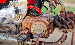 کار خلاقانه یک مرد در تبدیل موتور سیکلت کهنه به نو (ویدیو)